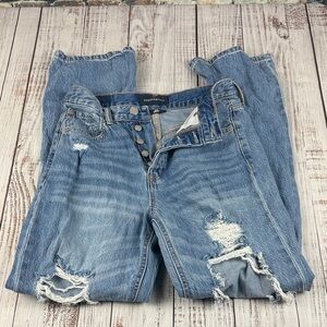 Aeropostale Destroyed button fly blue jeans Size 6